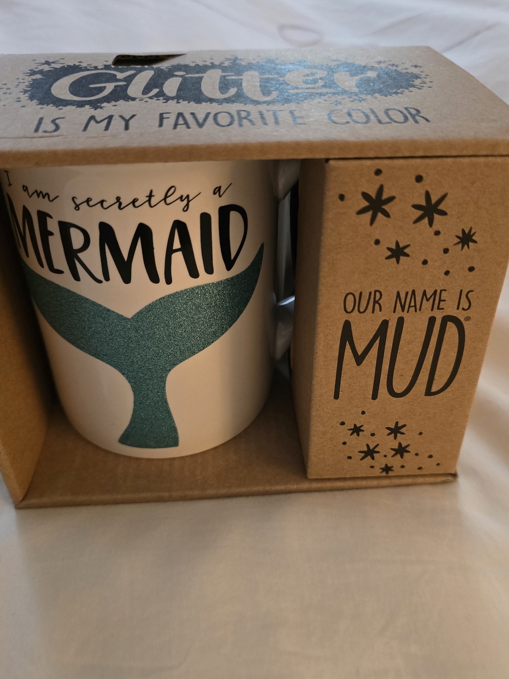 Glitter Mermaid Tail Ceramic Coffee Mug - Teal Accent